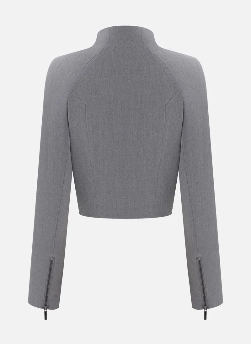 Lichi Short zip-up jacket in dense fabric